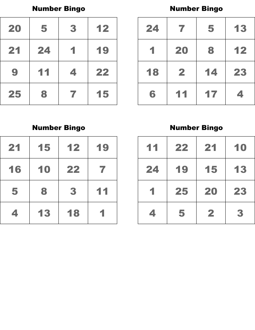Number Bingo