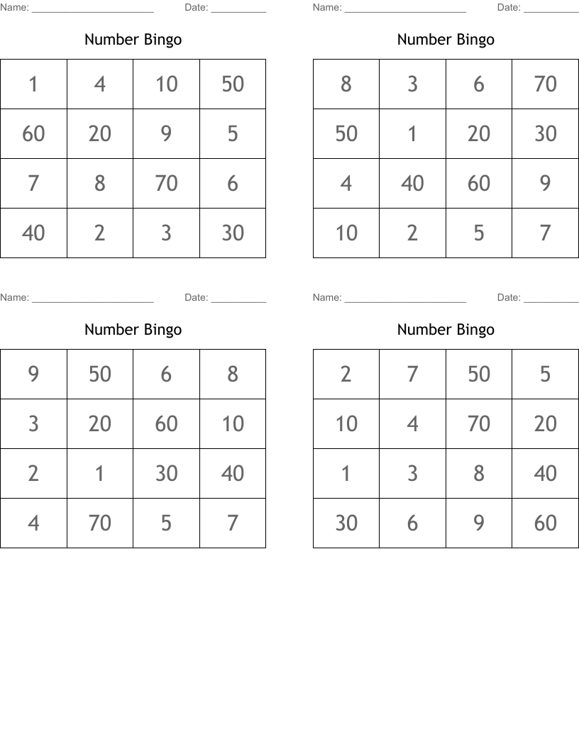 Number Bingo