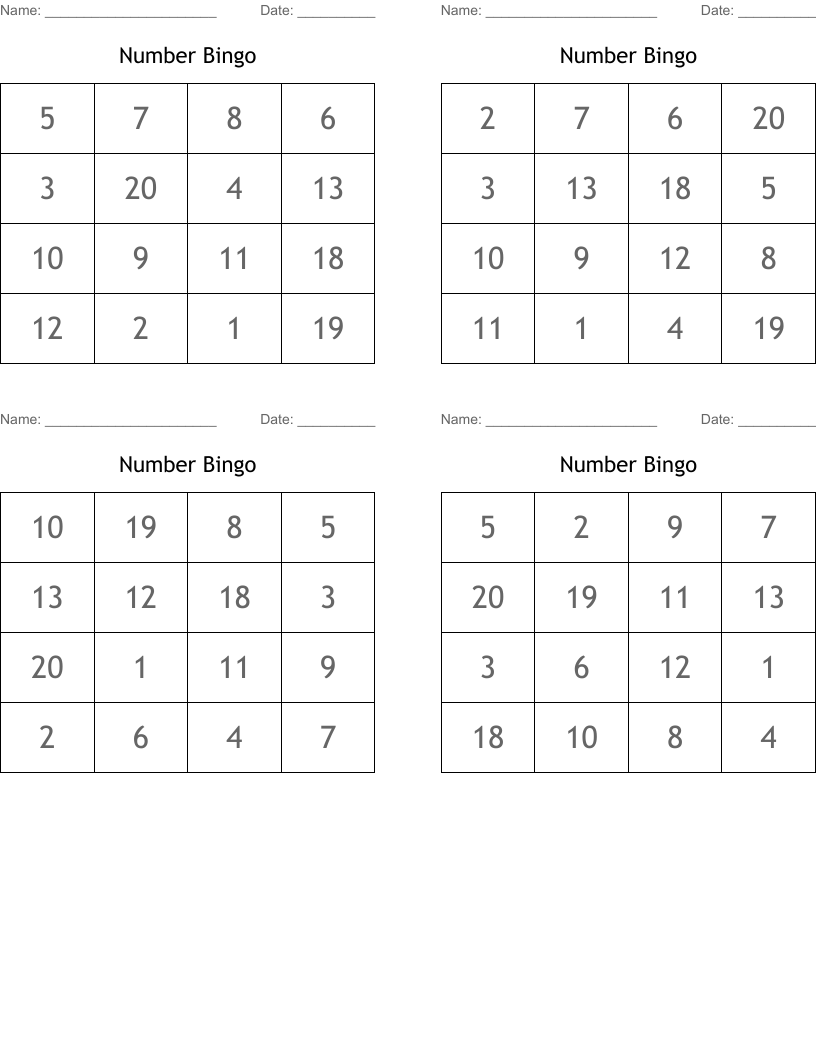 Number Bingo