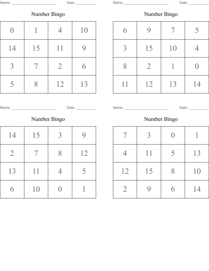 Number Bingo