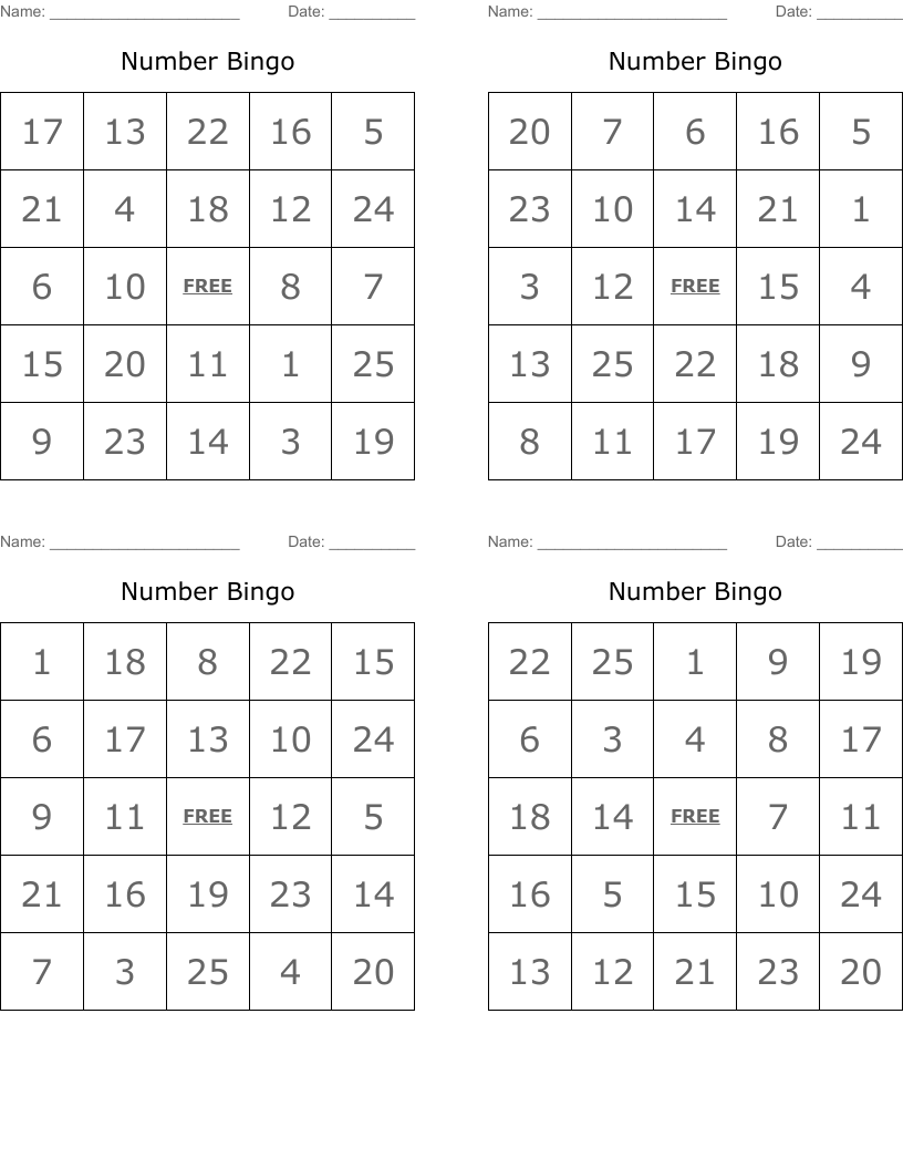 Number Bingo