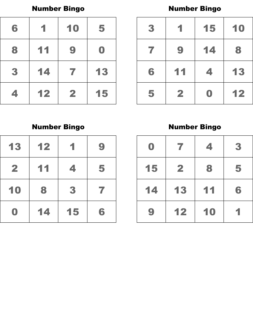 Number Bingo