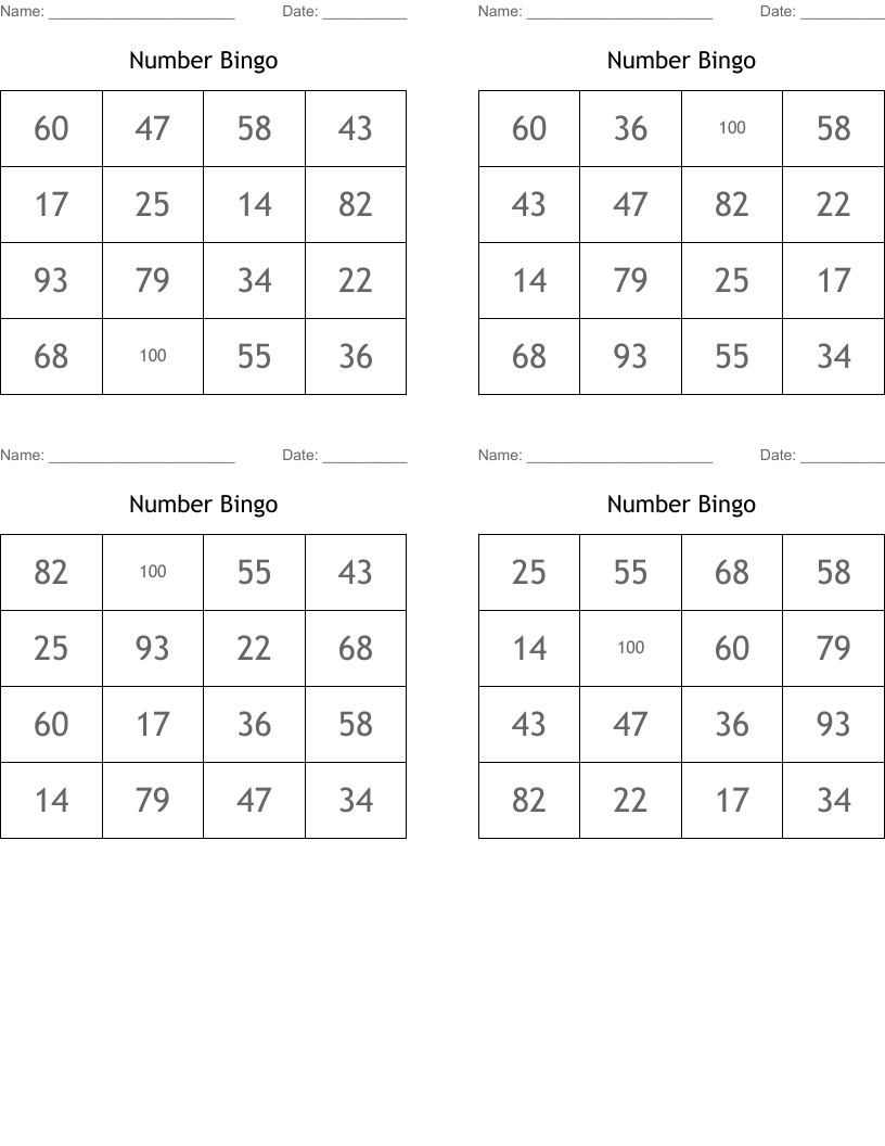 Number Bingo