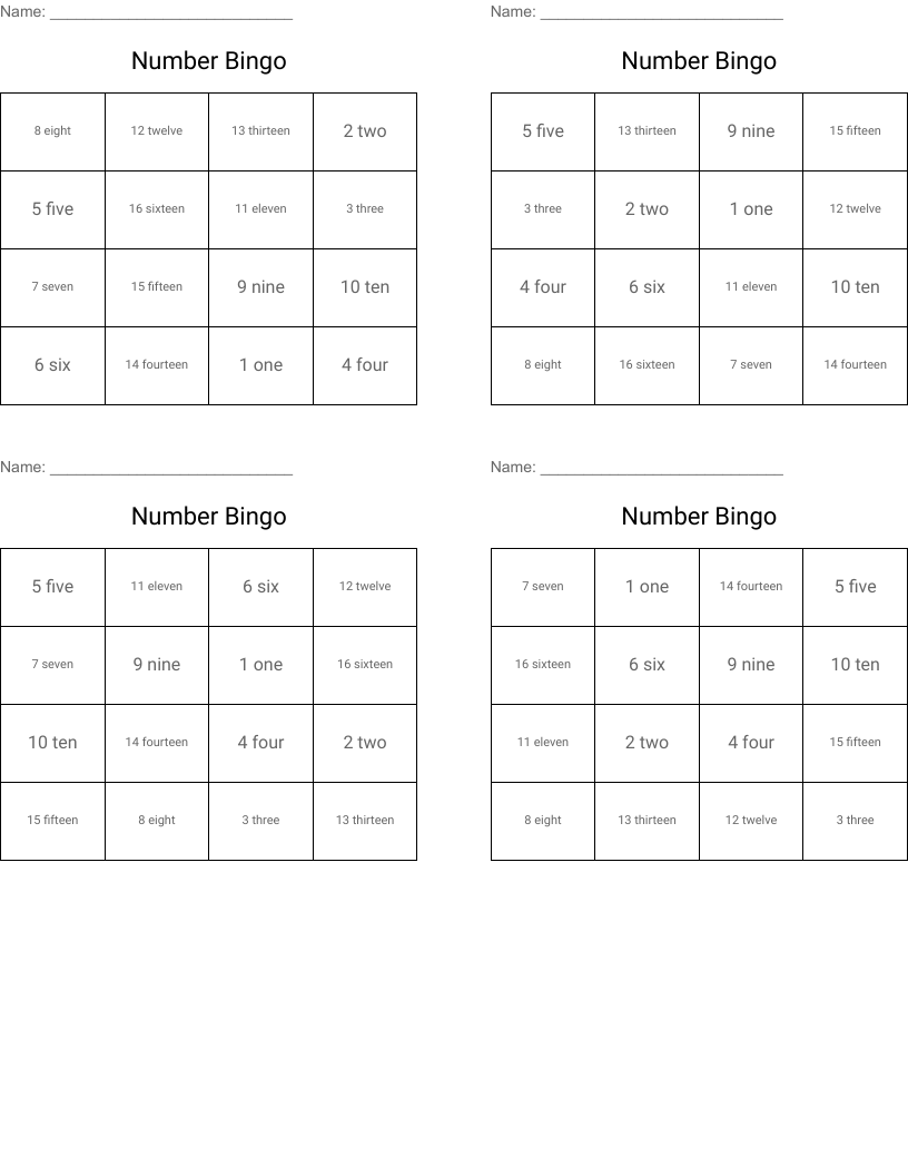 Number Bingo
