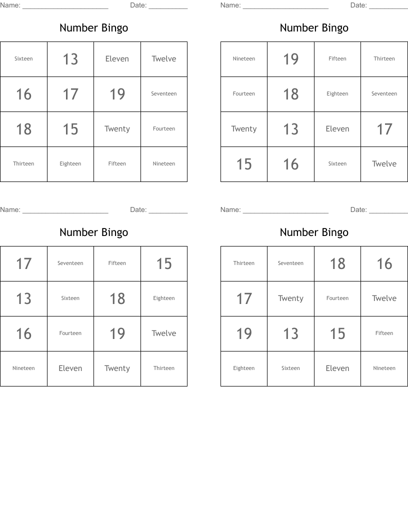 Number Bingo