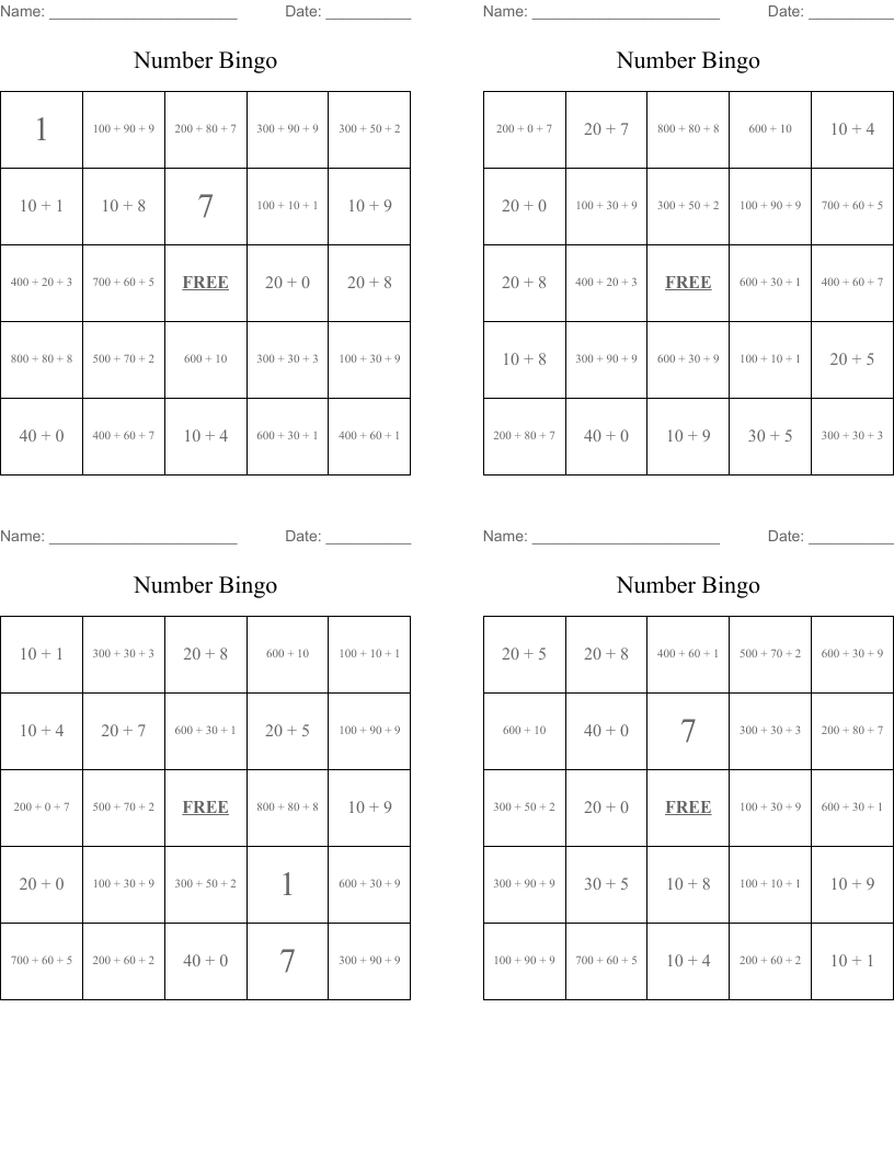 Number Bingo