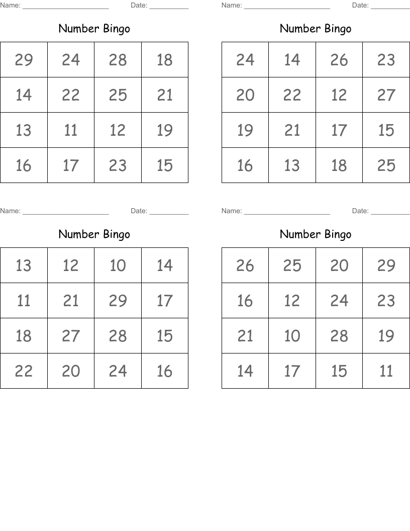 Number Bingo