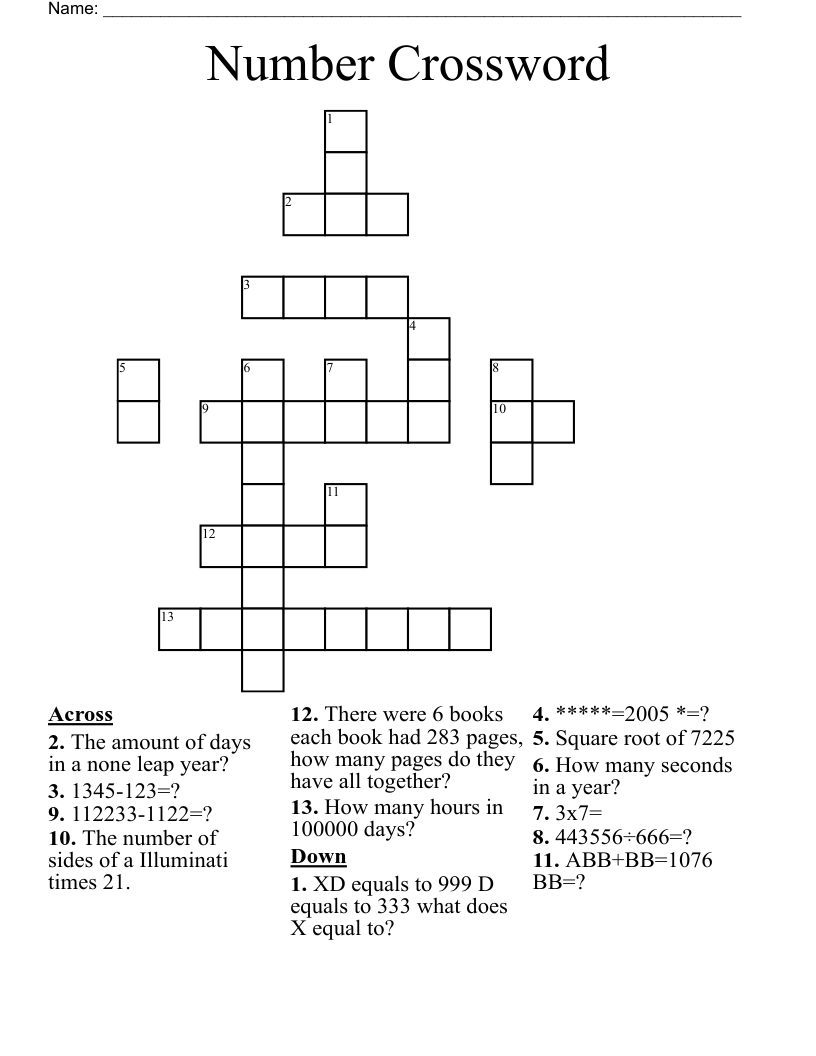 Number Crossword