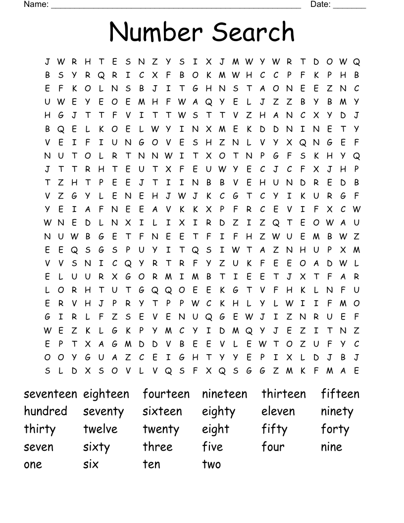 Number Search Word Search