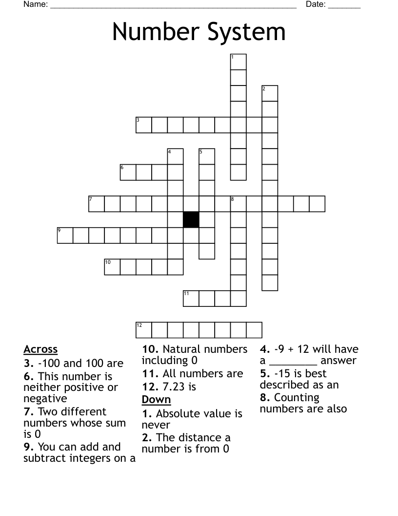 Number System Crossword
