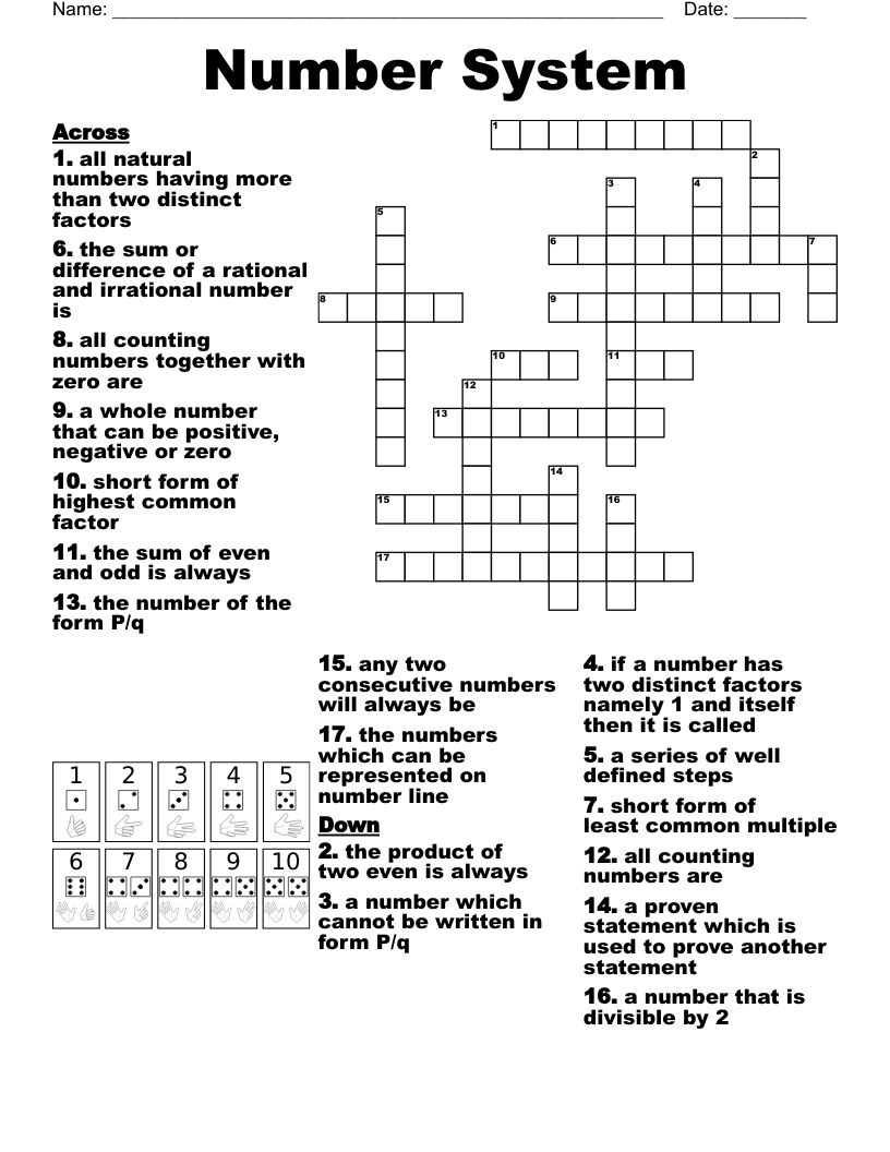 Number System  Crossword