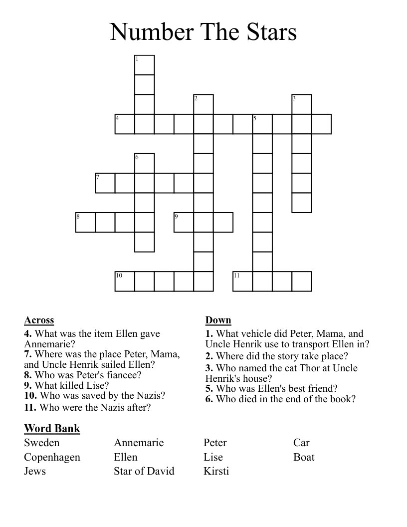 Number The Stars Crossword
