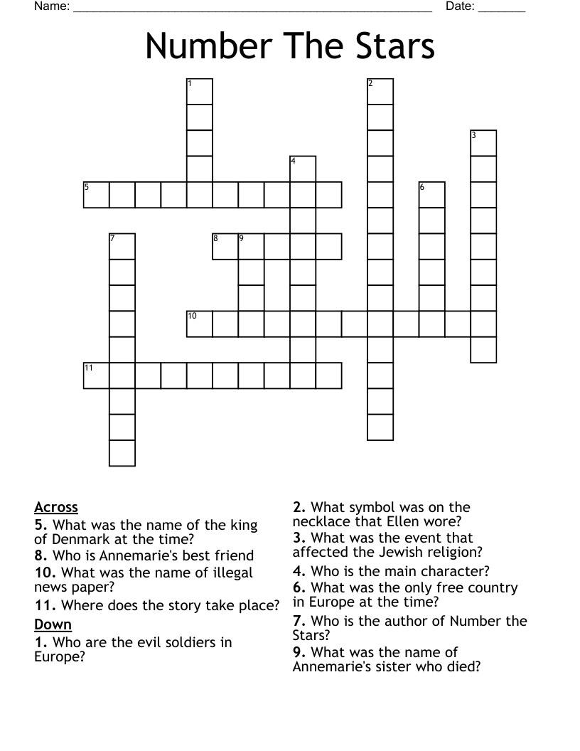 Number The Stars Crossword