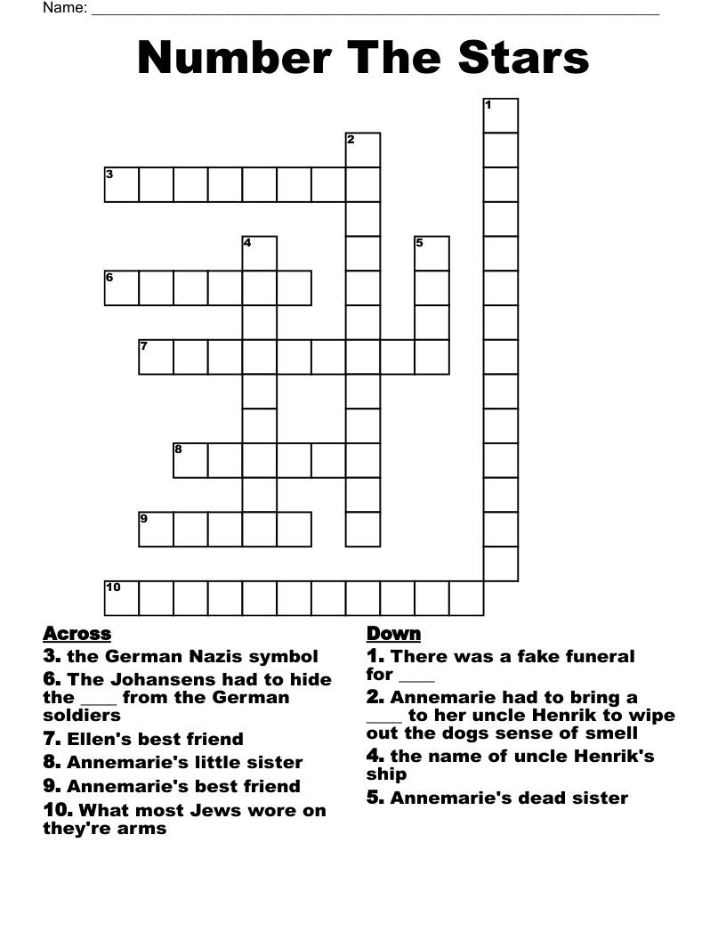 Number The Stars Crossword