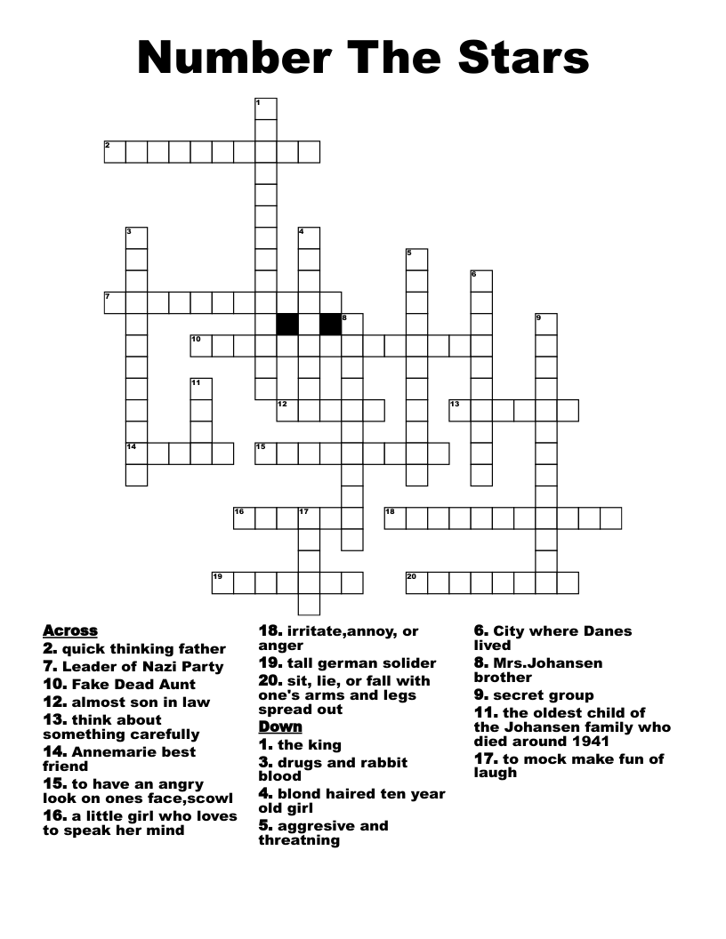 Number The Stars Crossword