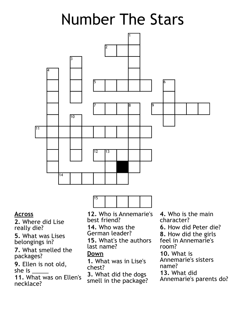Number The Stars Crossword