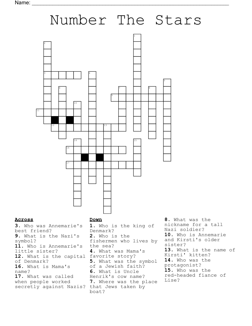 Number The Stars Crossword