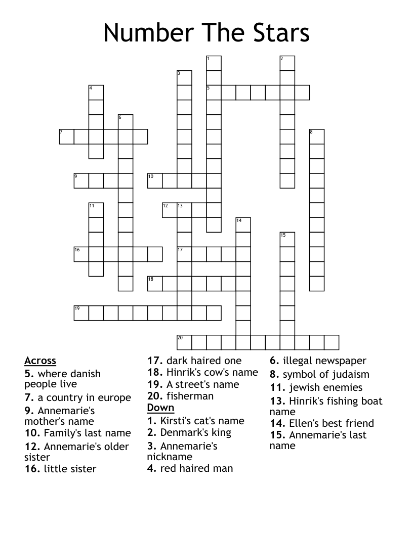Number The Stars Crossword