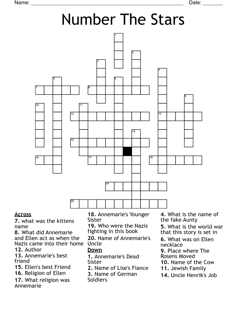 Number The Stars Crossword