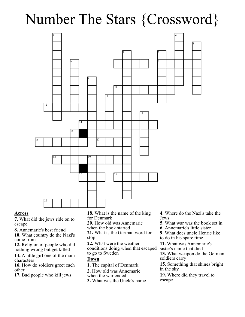 Number The Stars {Crossword}