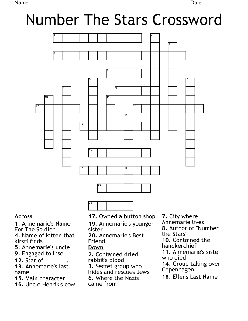 Number The Stars Crossword