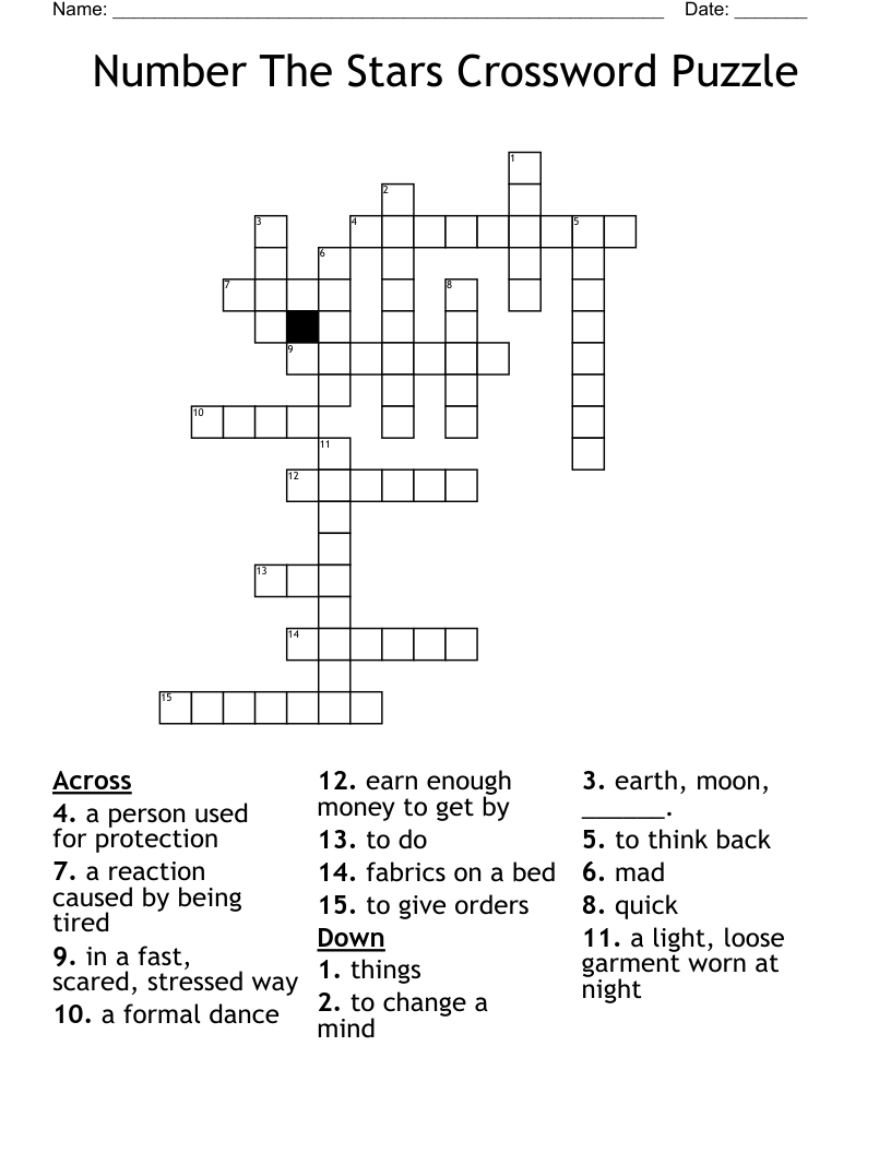 Number The Stars Crossword Puzzle