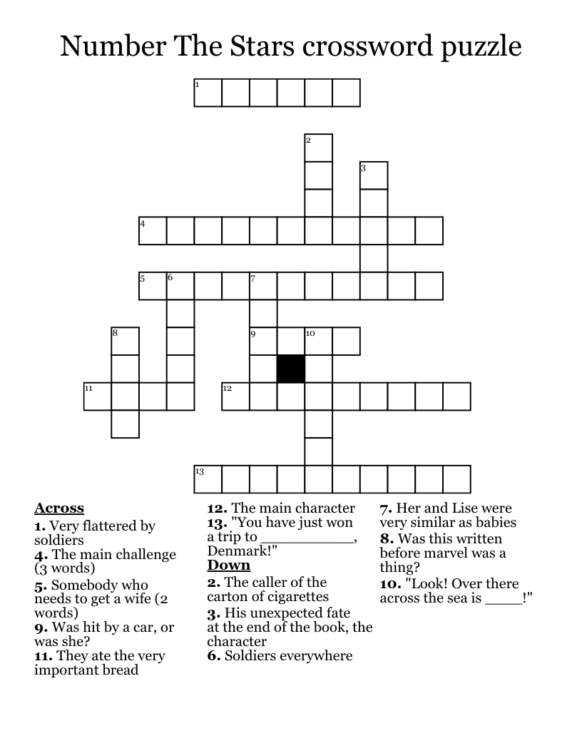 Number The Stars crossword puzzle
