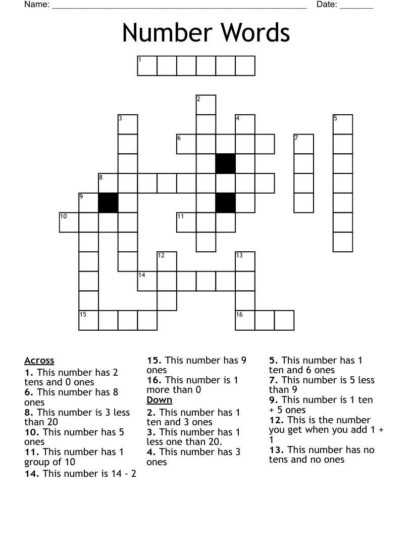 Number Words Crossword