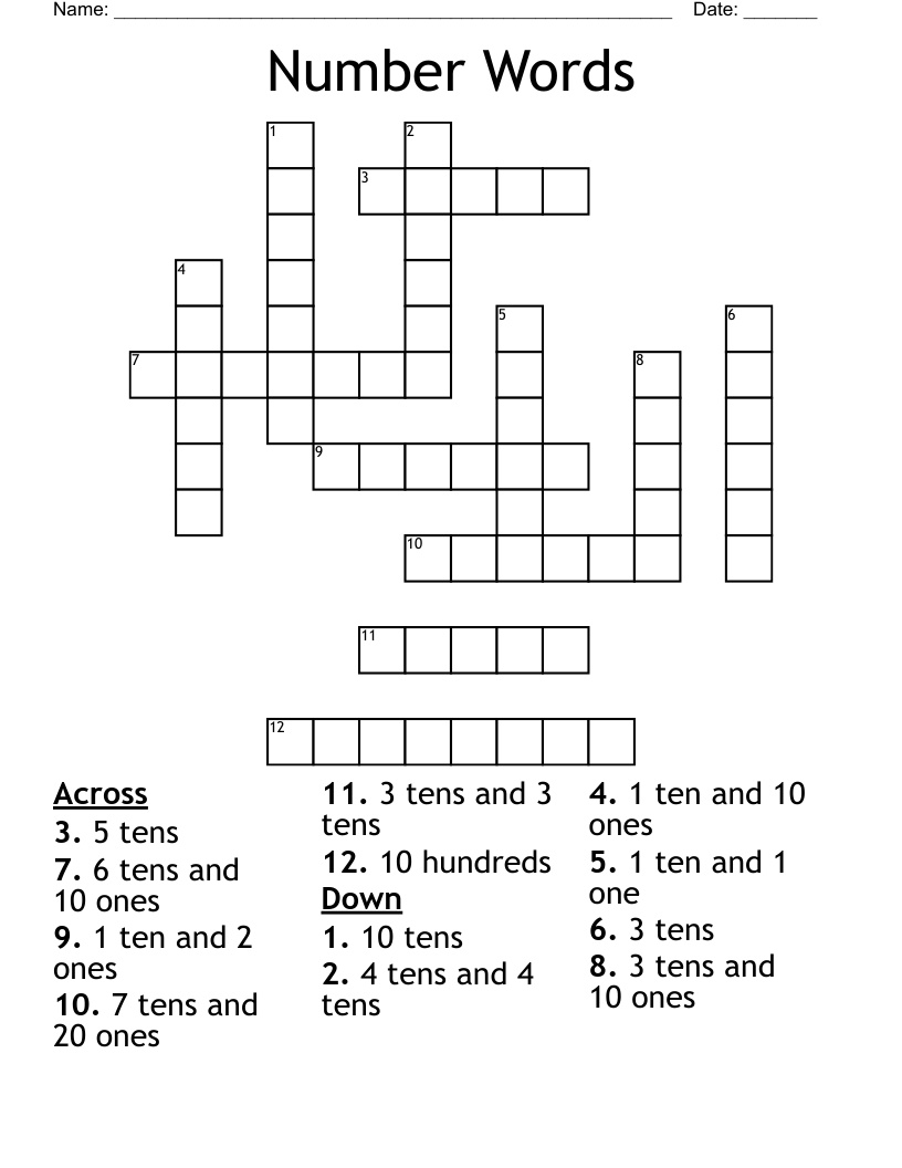 Number Words Crossword