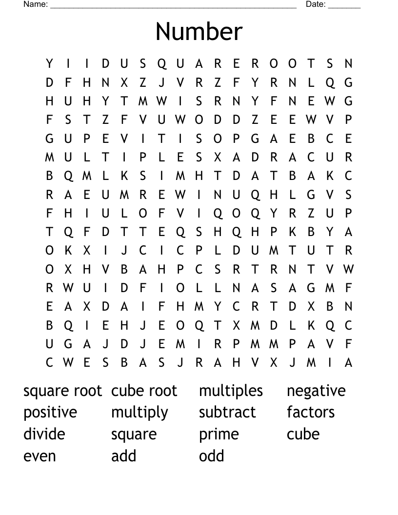 Number  Word Search