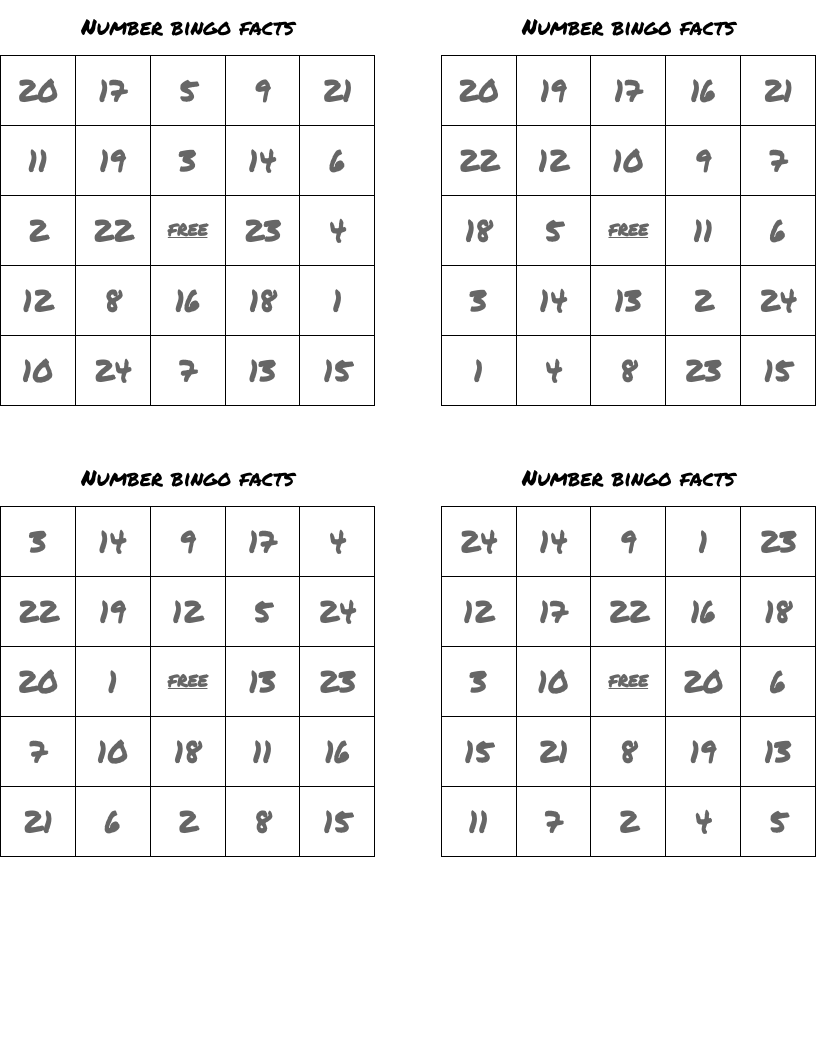 Number bingo facts