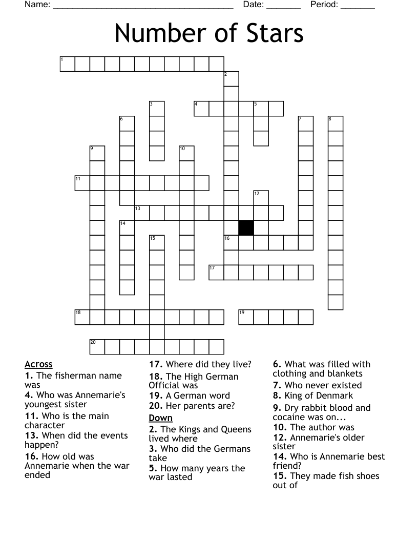 Number of Stars Crossword