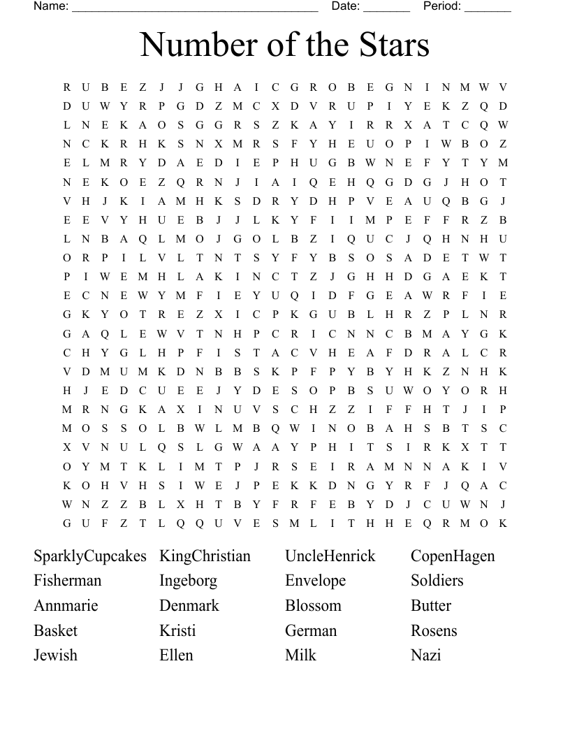 Number of the Stars Word Search