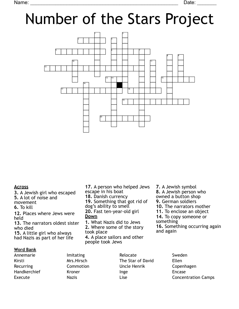 Number of the Stars Project Crossword