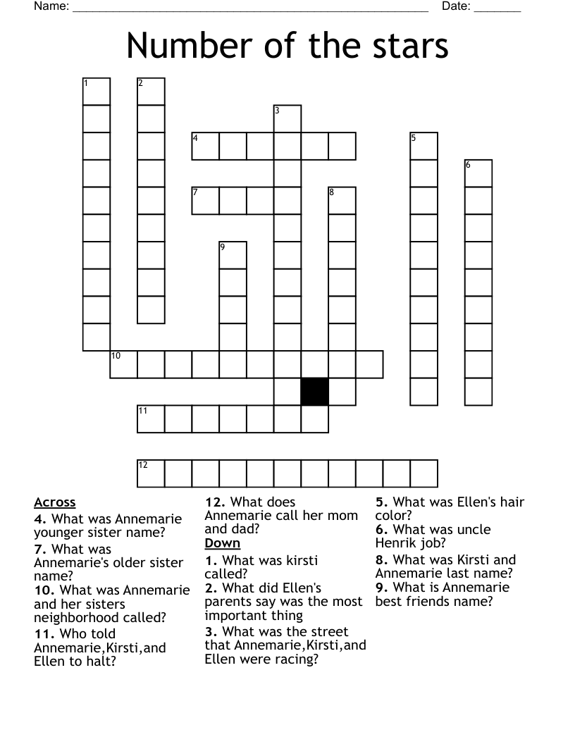 Number of the stars Crossword