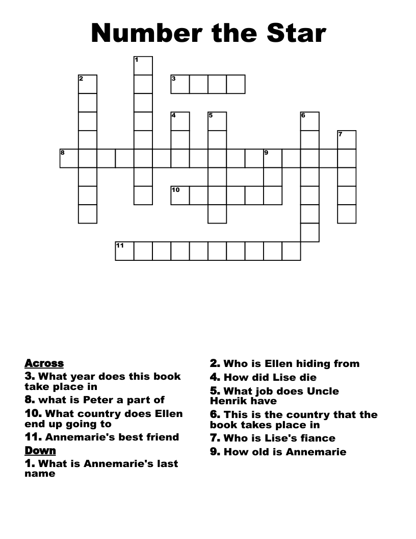 Number the Star Crossword