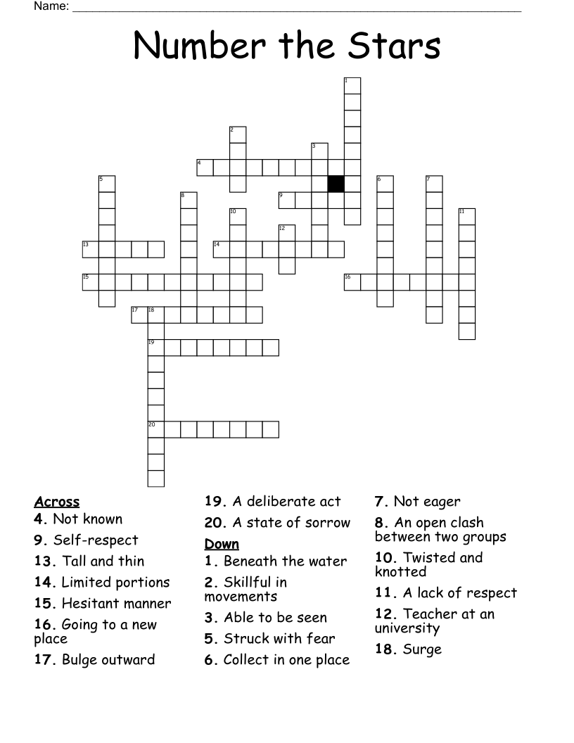 Number the Stars Crossword