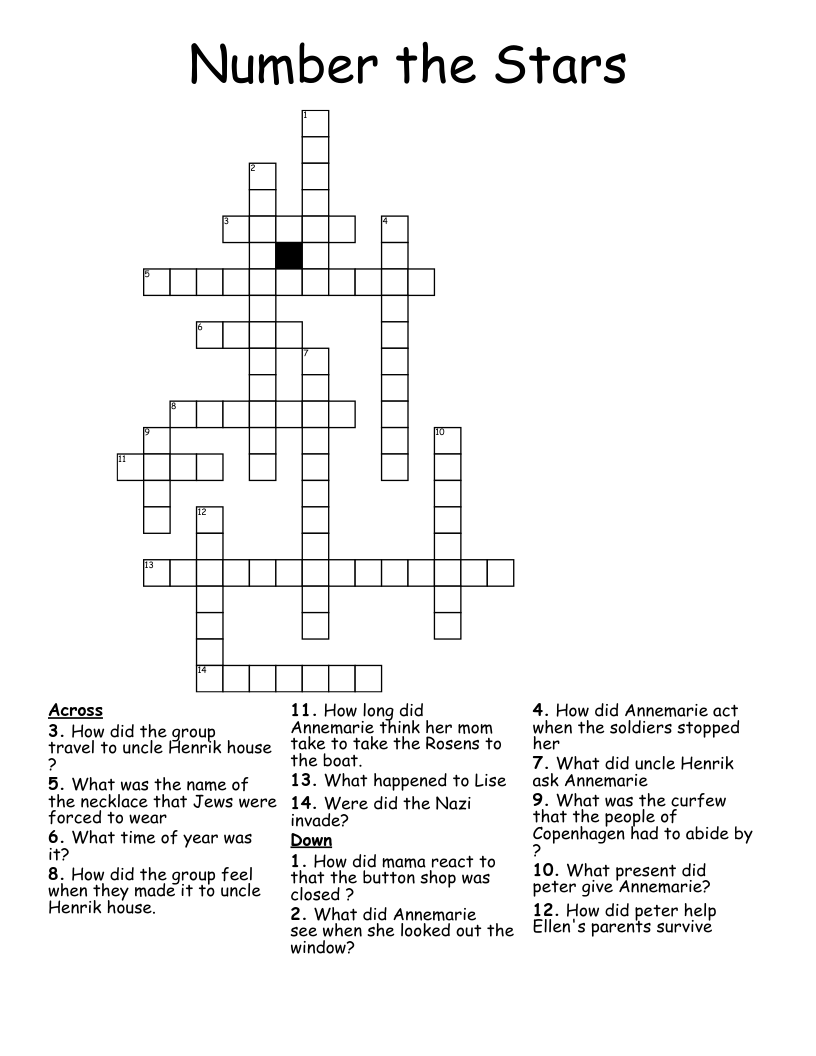 Number the Stars Crossword