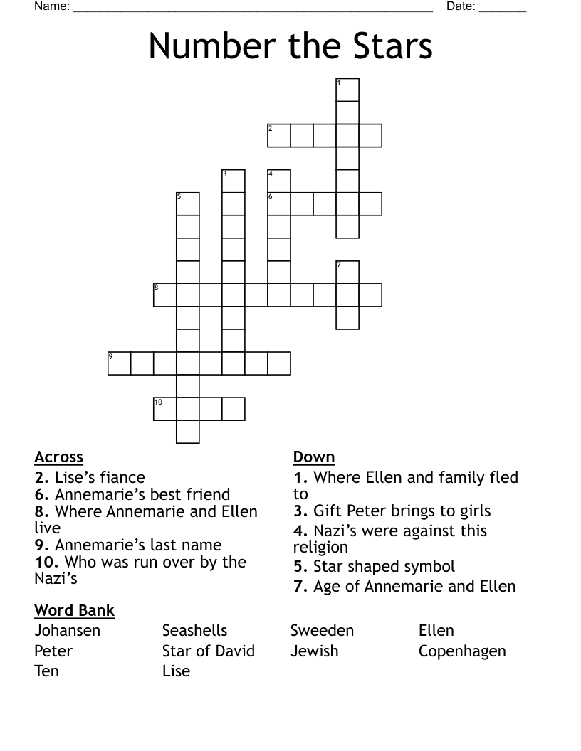 Number the Stars Crossword