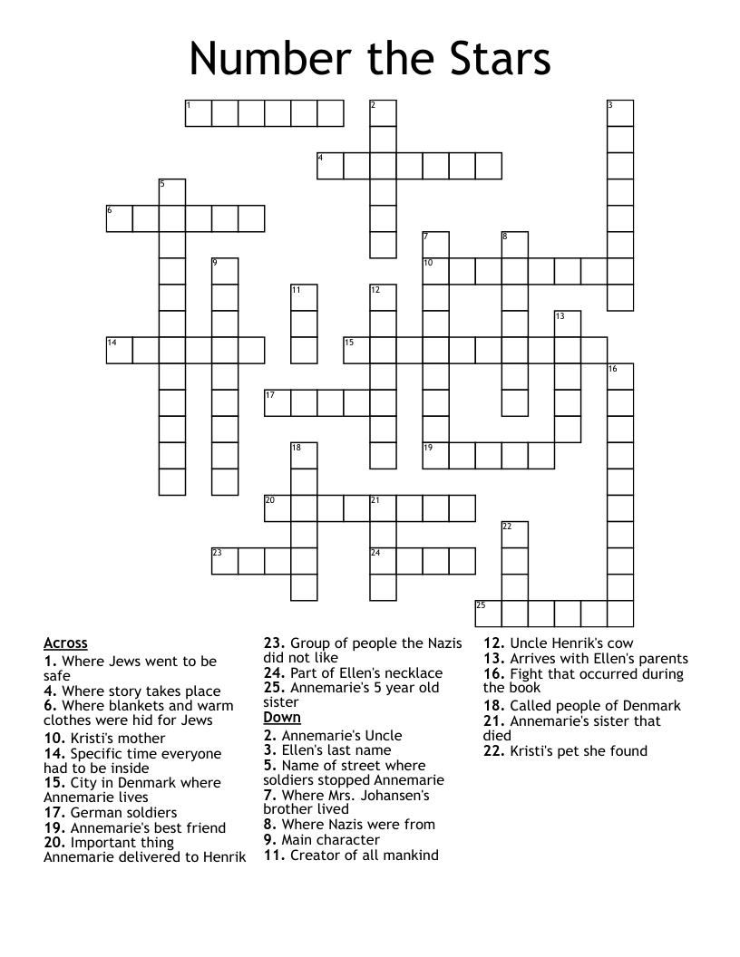 Number the Stars Crossword