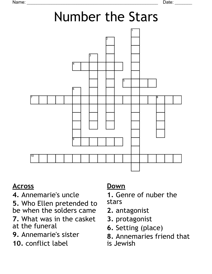 Number the Stars Crossword