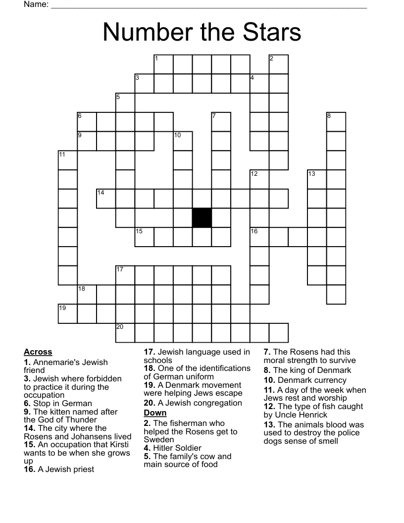 Number the Stars Crossword