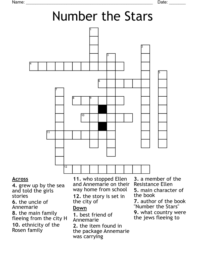Number the Stars Crossword
