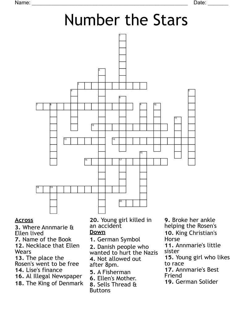 Number the Stars Crossword