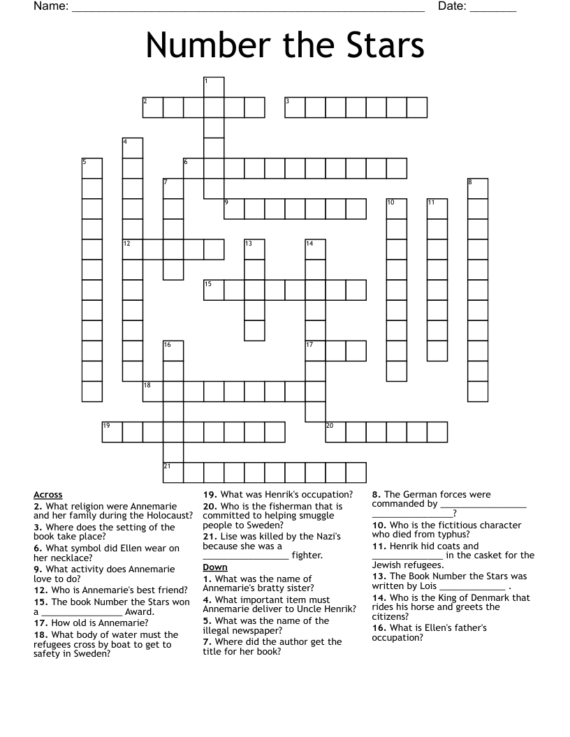 Number the Stars Crossword