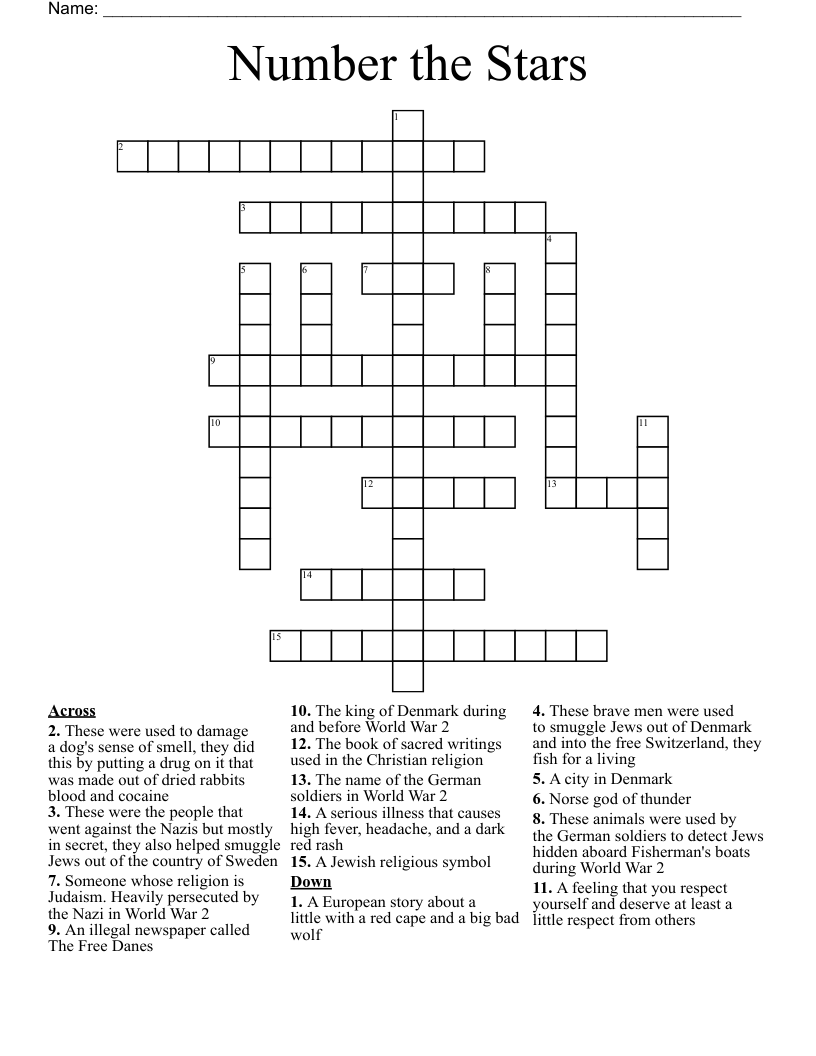 Number the Stars Crossword