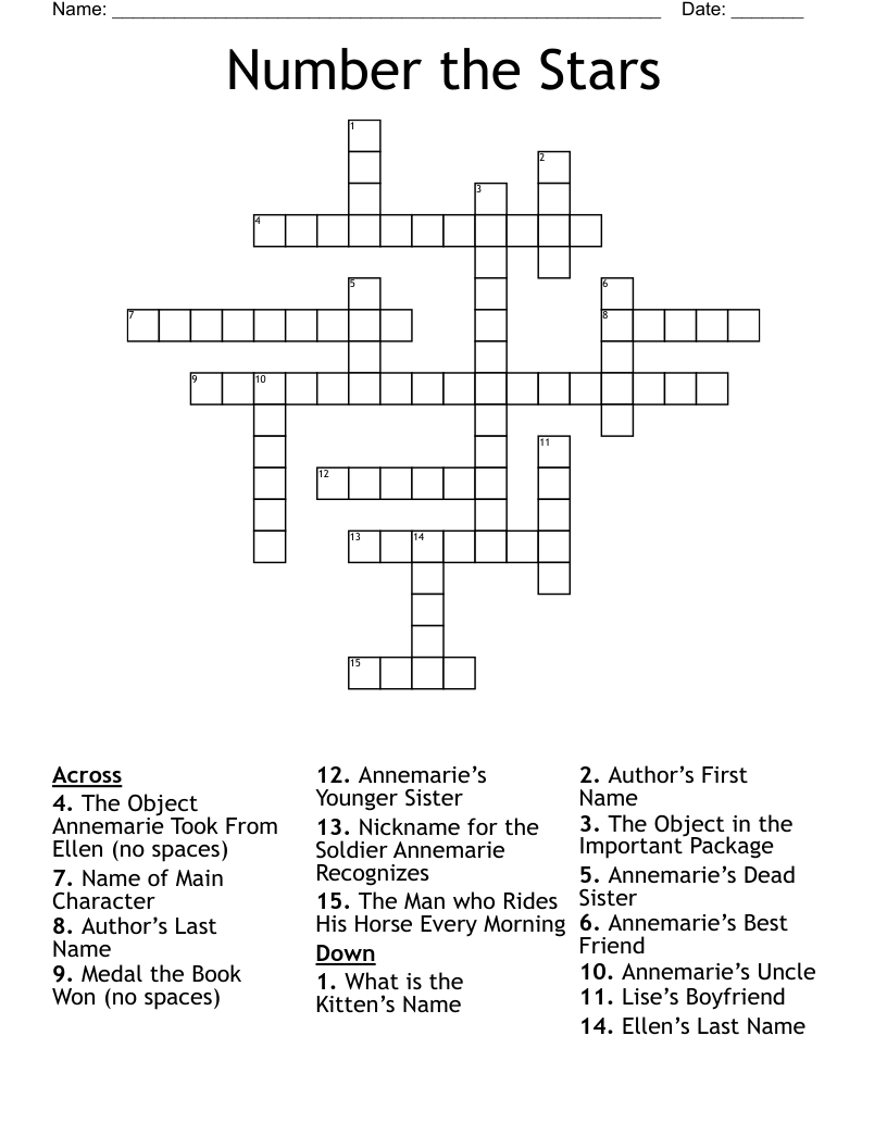 Number the Stars Crossword