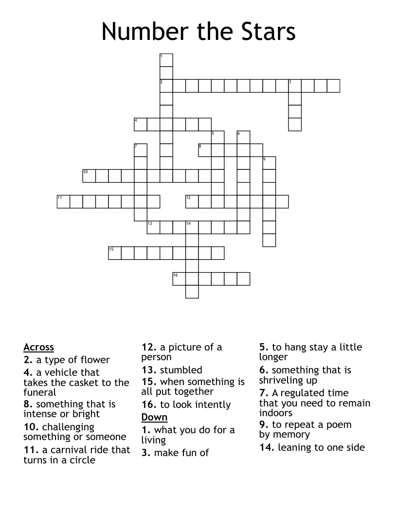 Number the Stars Crossword
