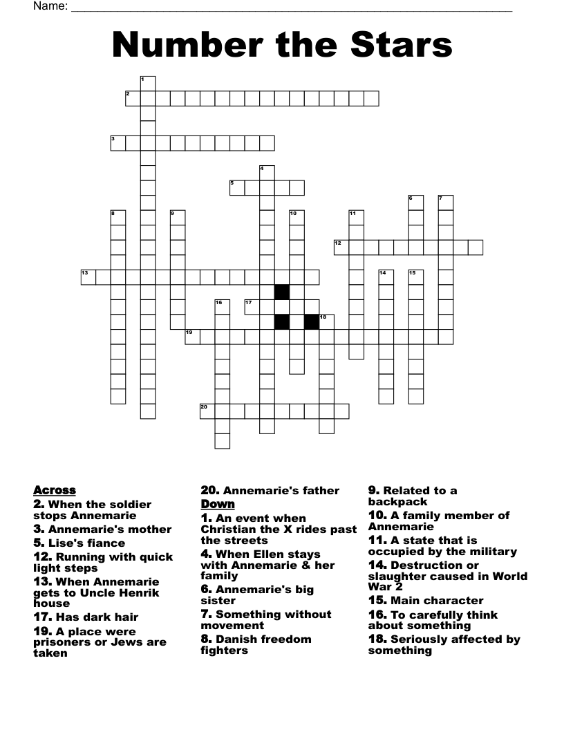 Number the Stars Crossword