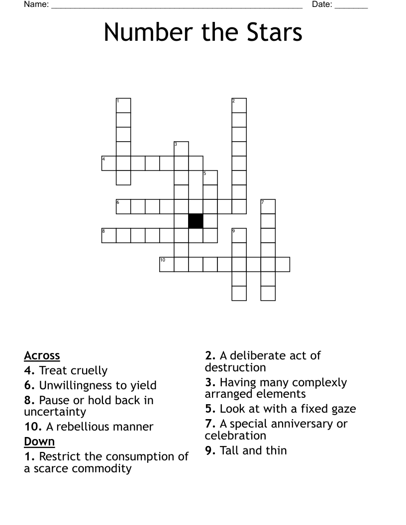Number the Stars Crossword